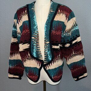 Vintage 90's KOKOPELLI Western Artsy Navajo Design Woven Jacket -Made in USA - S
